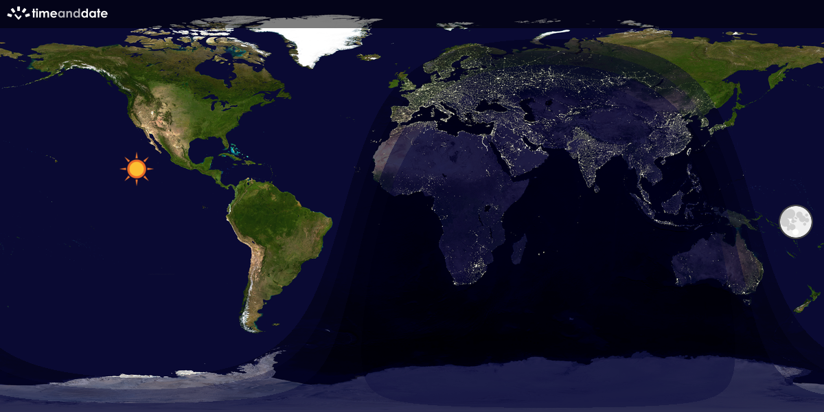 Verdenskart som viser dag og natt 
