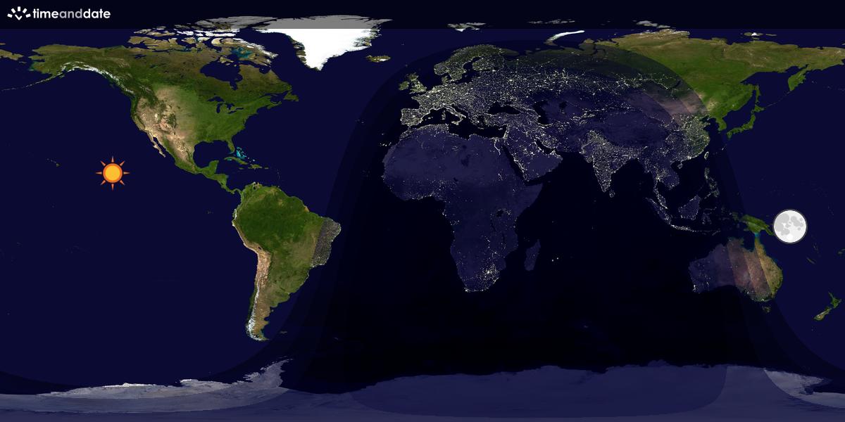 Verdenskart som viser dag og natt 