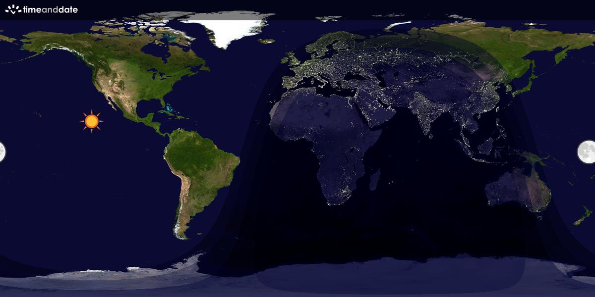 Verdenskart som viser dag og natt 