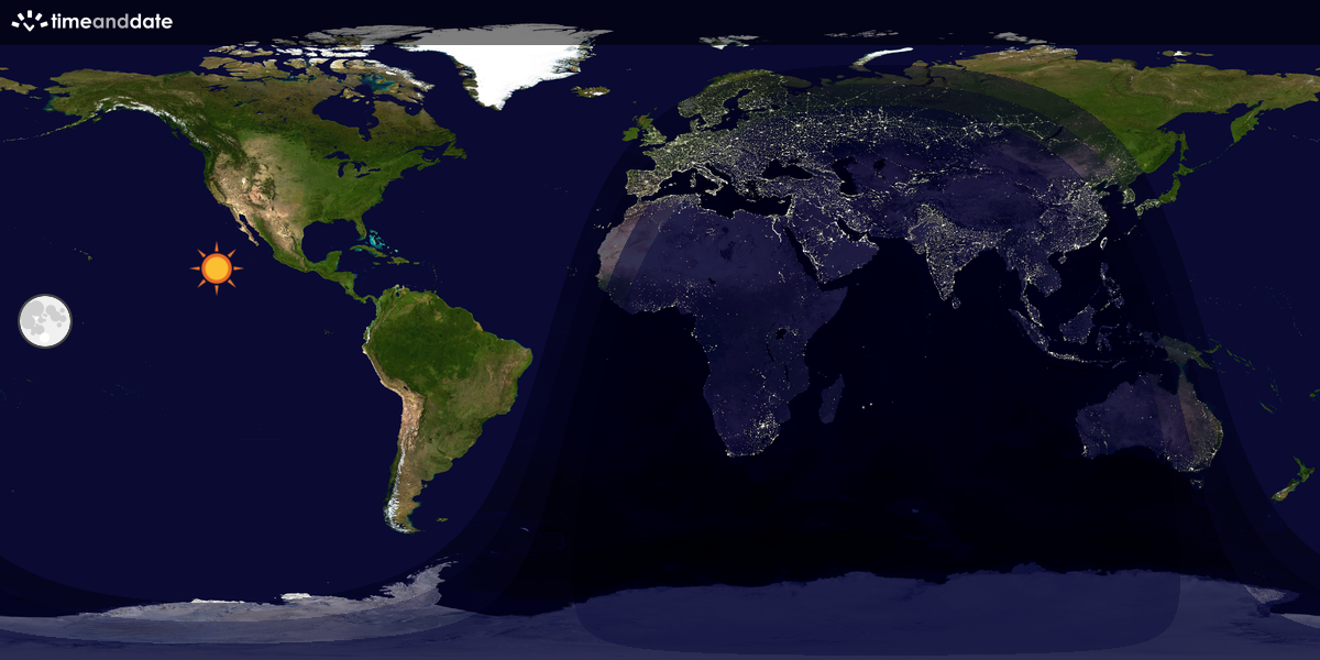 Verdenskart som viser dag og natt 