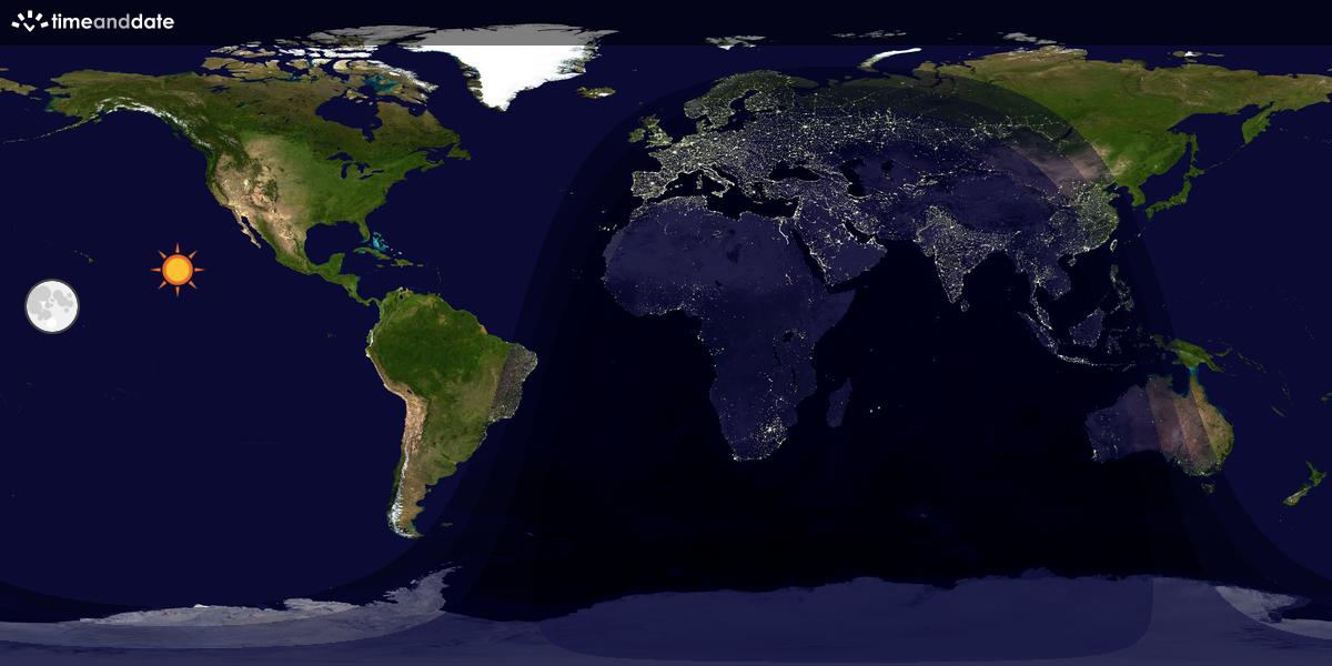Verdenskart som viser dag og natt 