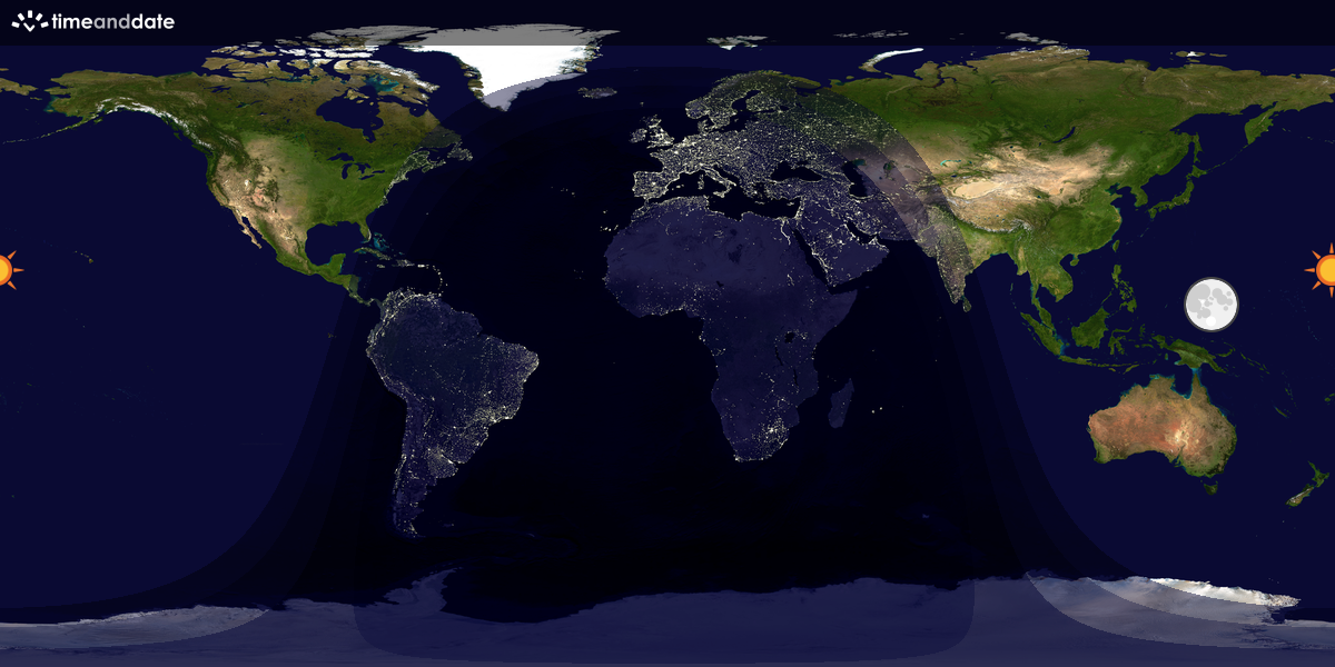 Verdenskart som viser dag og natt 