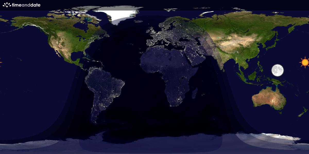 Verdenskart som viser dag og natt 