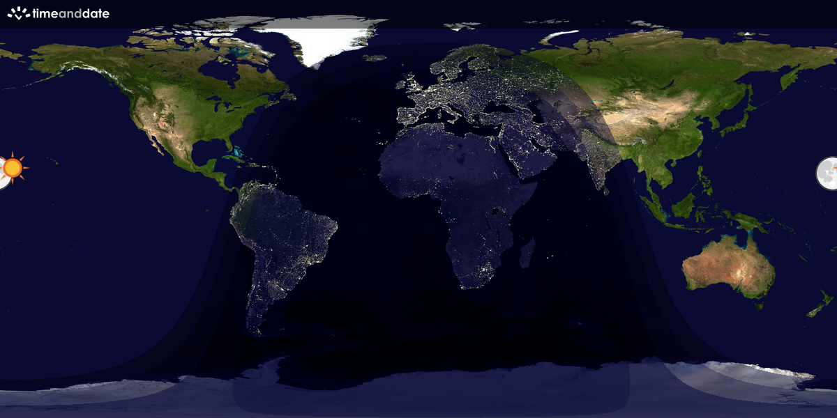 Verdenskart som viser dag og natt 