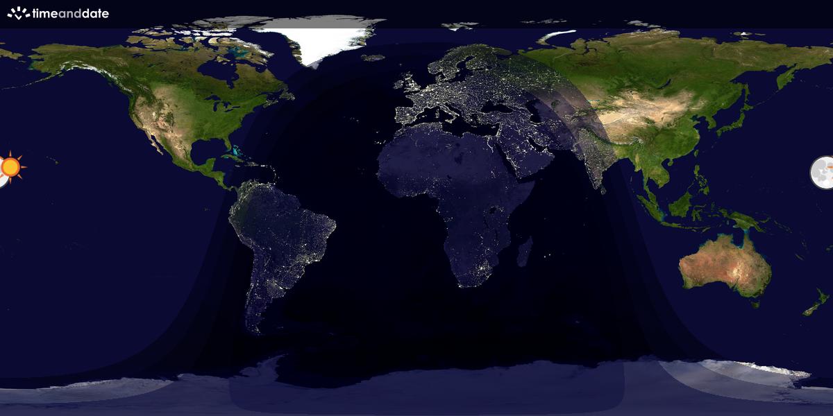 Verdenskart som viser dag og natt 