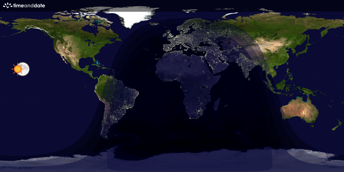 Verdenskart som viser dag og natt 