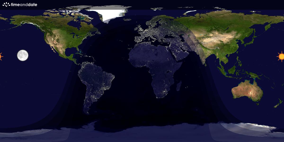 Verdenskart som viser dag og natt 