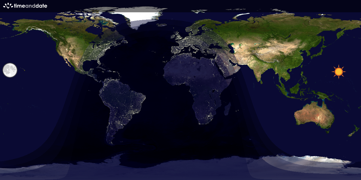 Verdenskart som viser dag og natt 