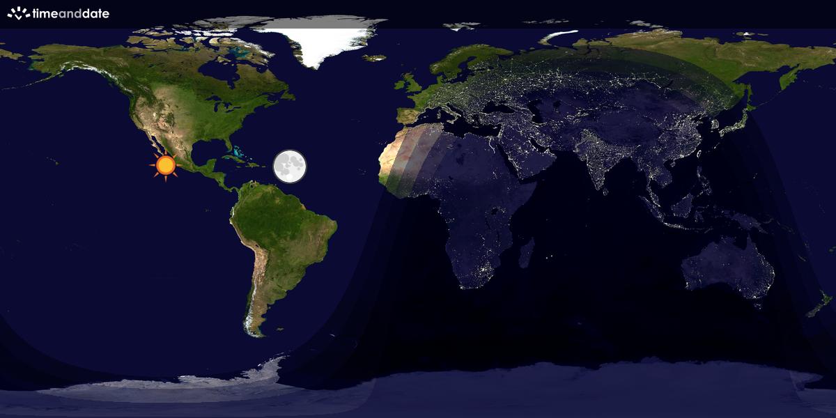 Verdenskart som viser dag og natt 