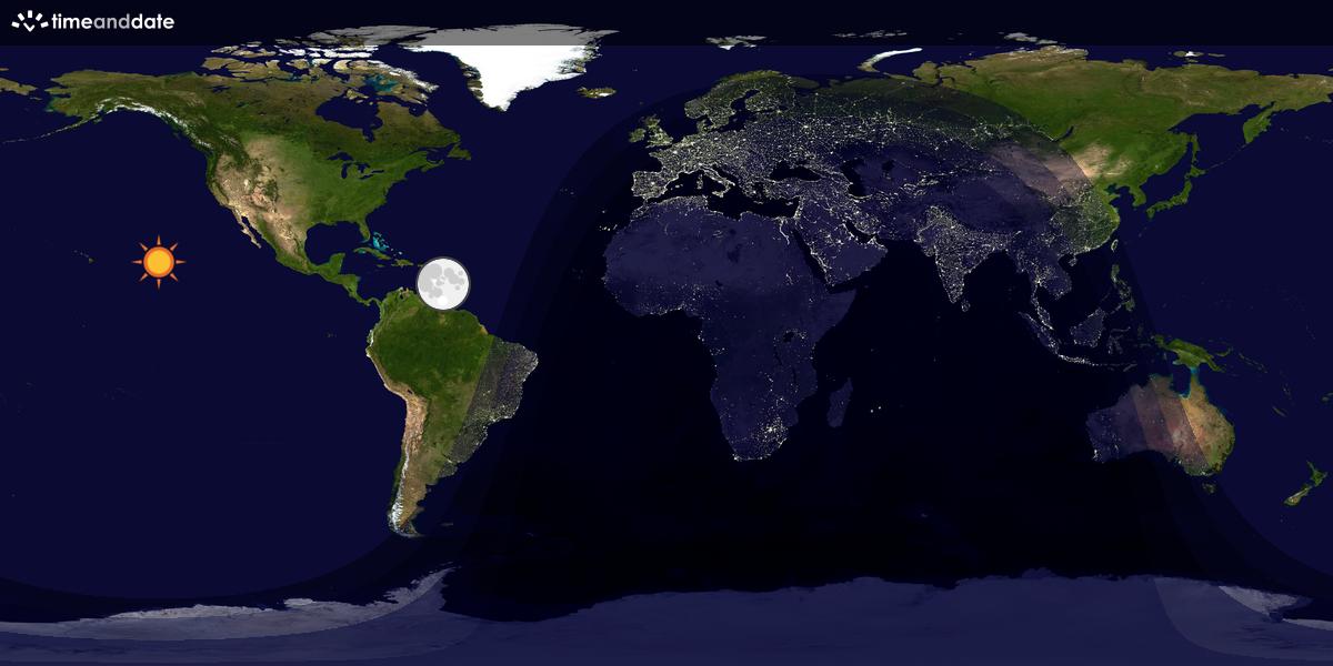 Verdenskart som viser dag og natt 