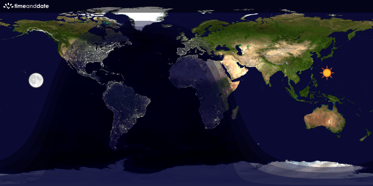Verdenskart som viser dag og natt 