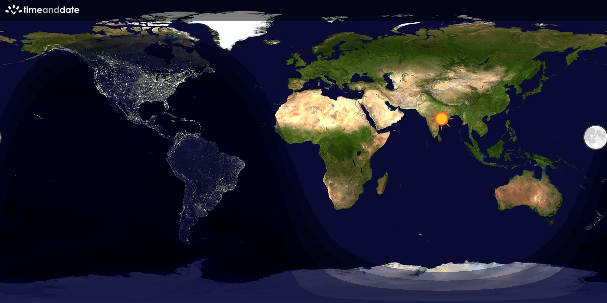 Verdenskart som viser dag og natt 
