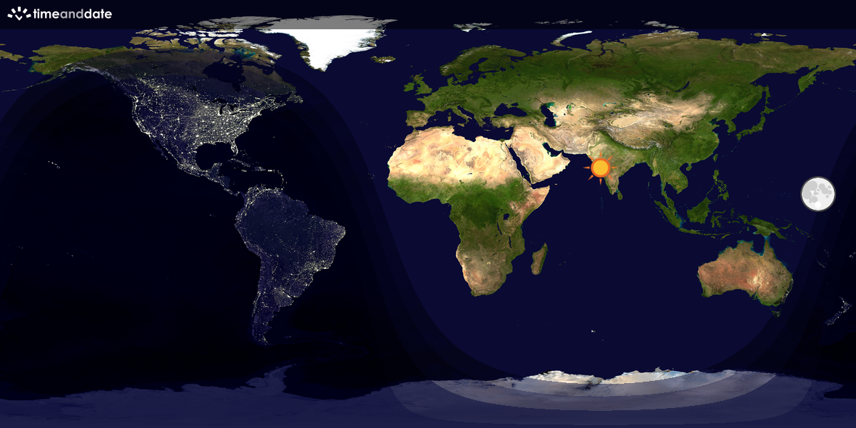 Verdenskart som viser dag og natt 
