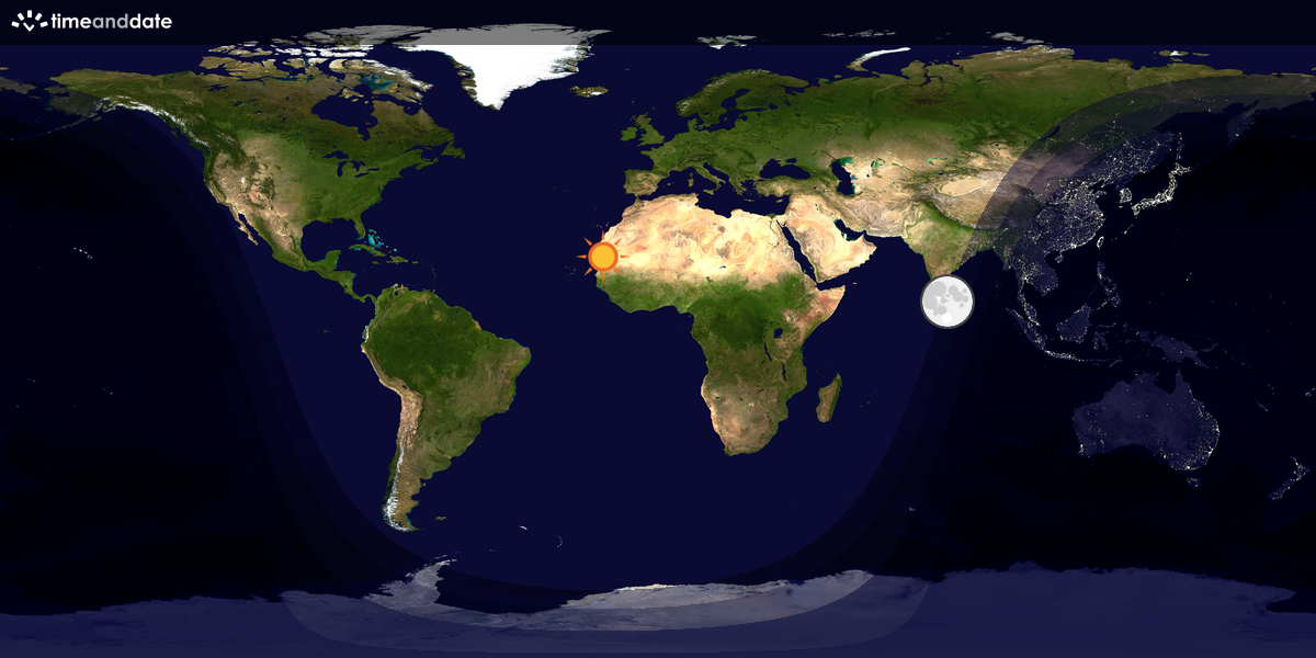Verdenskart som viser dag og natt 