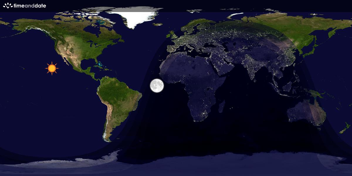 Verdenskart som viser dag og natt 