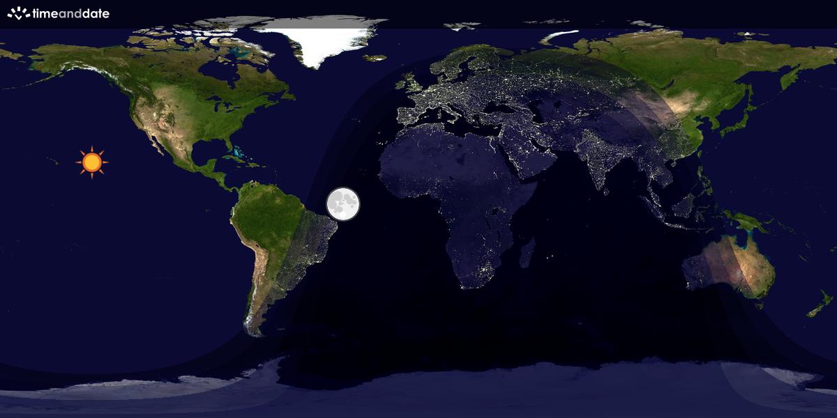 Verdenskart som viser dag og natt 