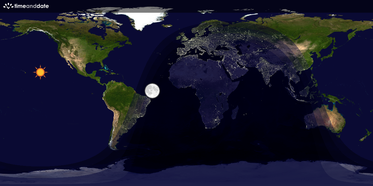 Verdenskart som viser dag og natt 
