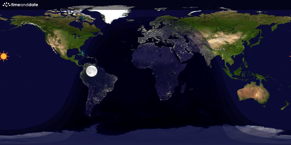 Verdenskart som viser dag og natt 