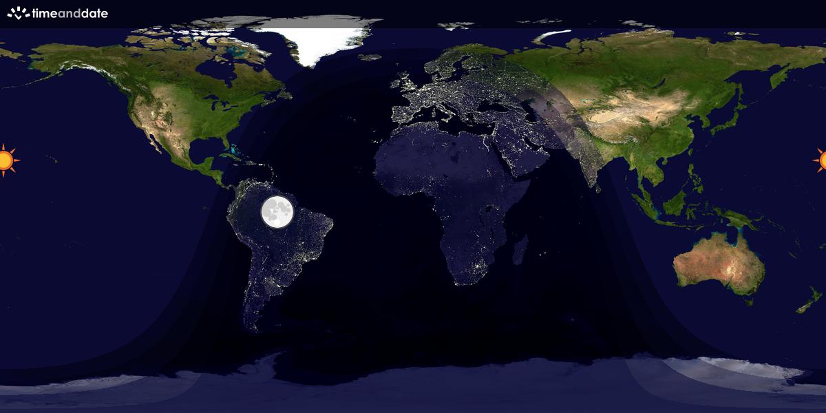Verdenskart som viser dag og natt 