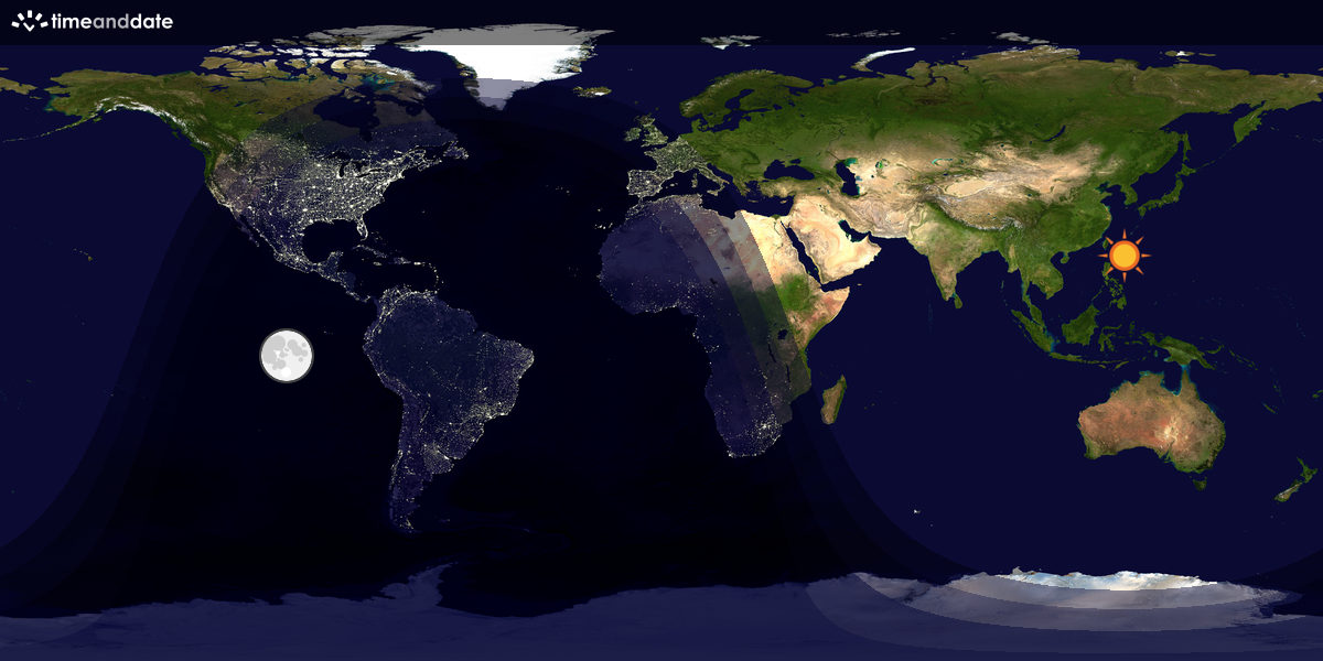 Verdenskart som viser dag og natt 