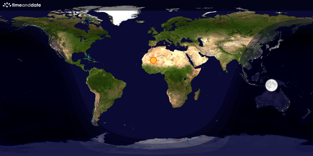 Verdenskart som viser dag og natt 