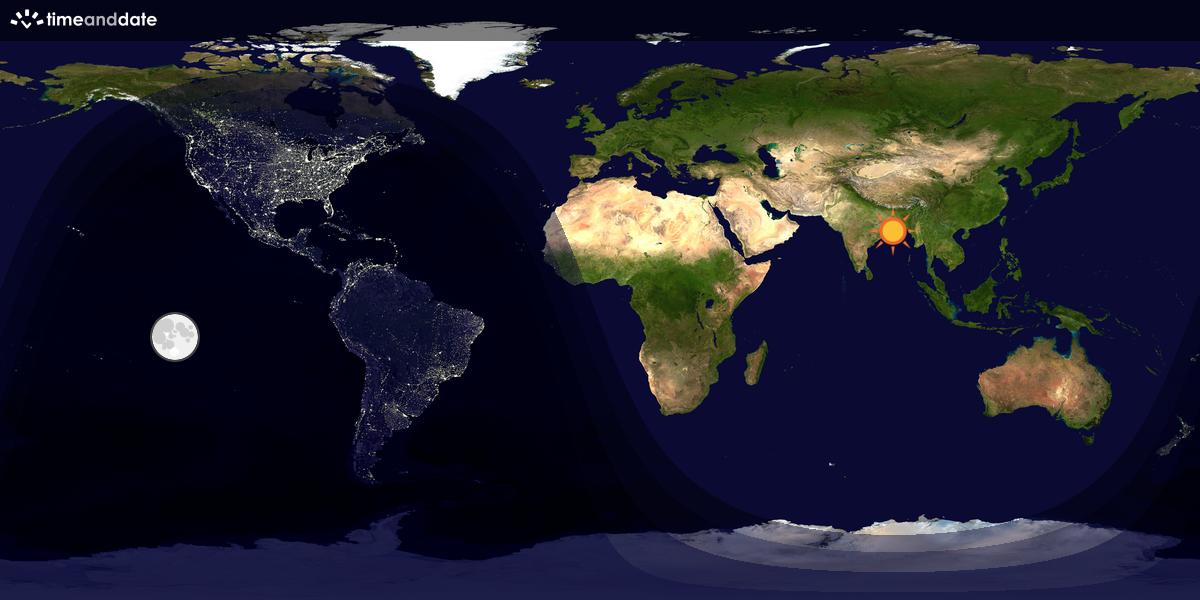 Verdenskart som viser dag og natt 