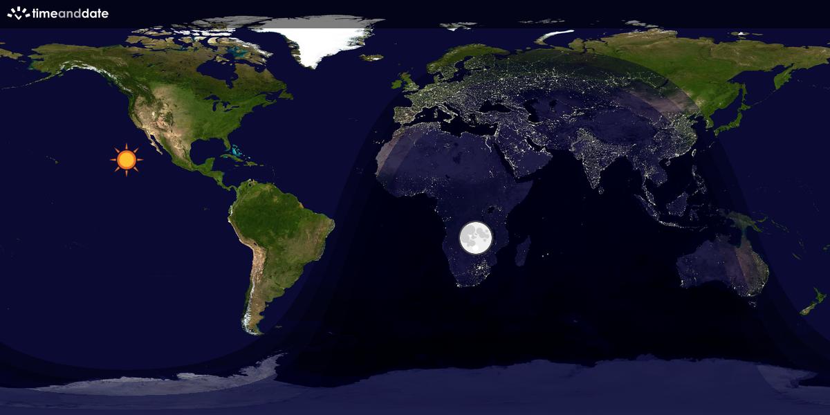 Verdenskart som viser dag og natt 