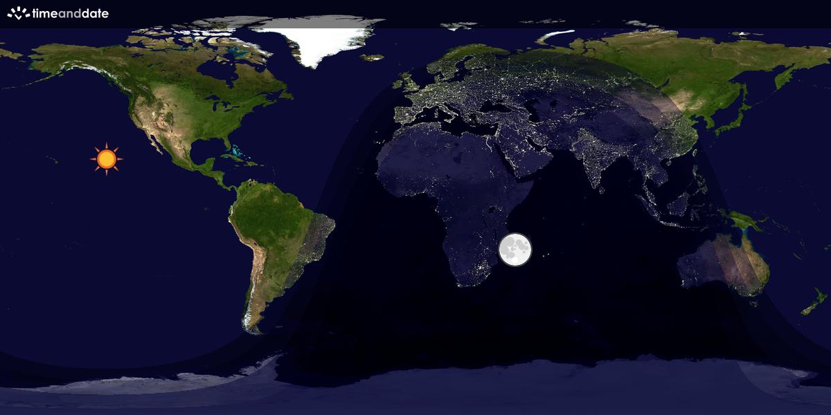 Verdenskart som viser dag og natt 