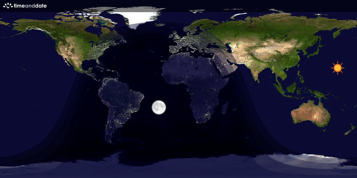 Verdenskart som viser dag og natt 