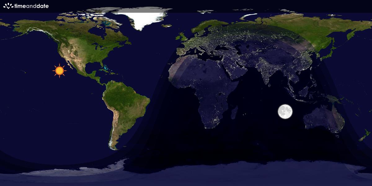 Verdenskart som viser dag og natt 