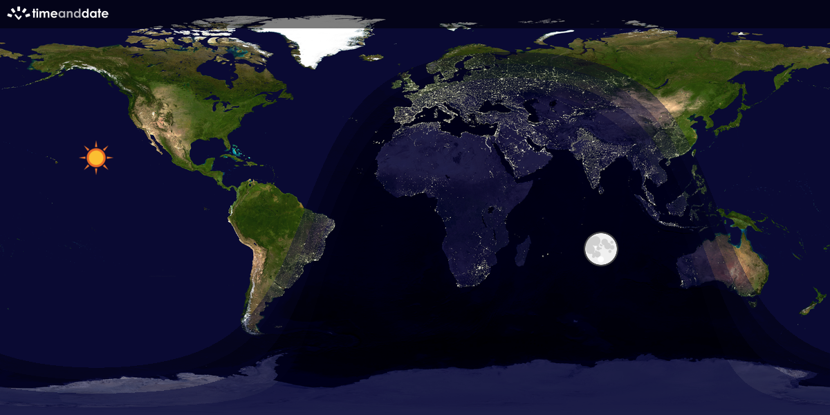 Verdenskart som viser dag og natt 