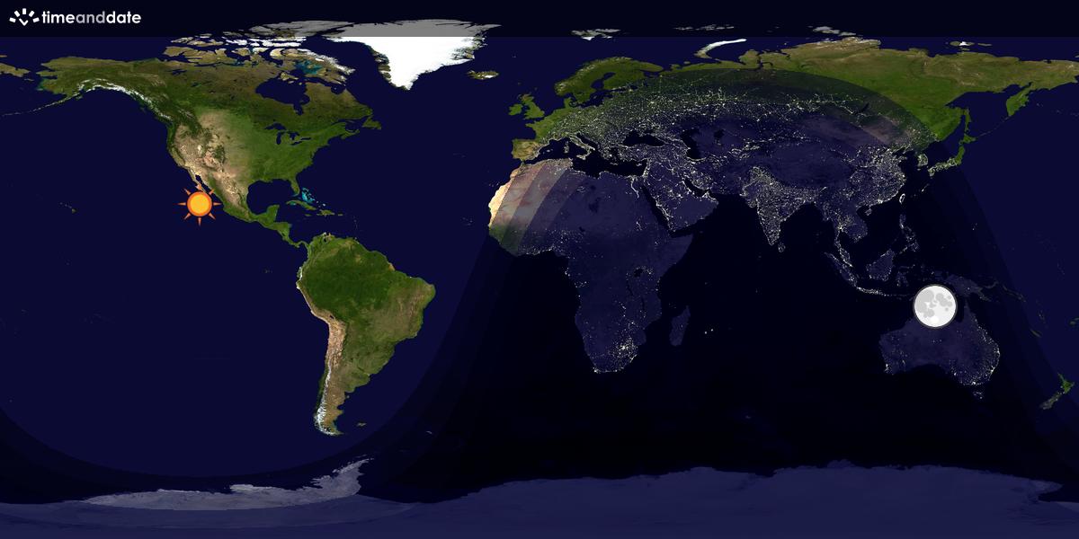 Verdenskart som viser dag og natt 