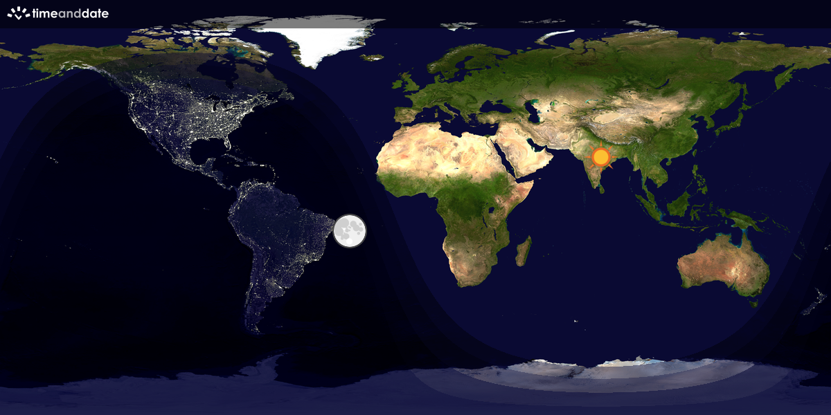Verdenskart som viser dag og natt 