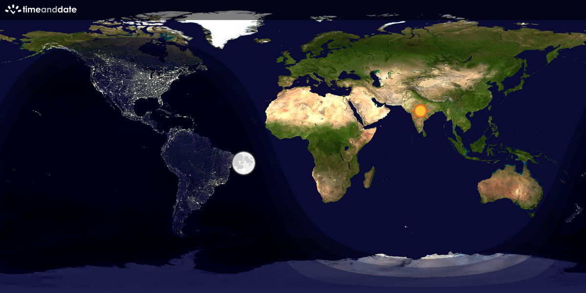Verdenskart som viser dag og natt 