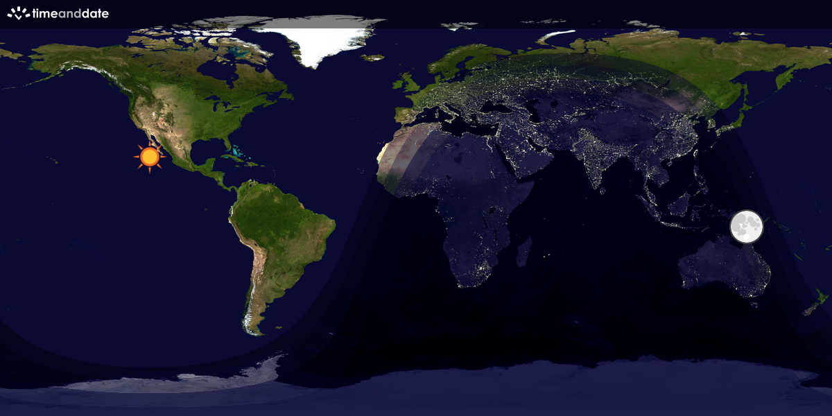 Verdenskart som viser dag og natt 