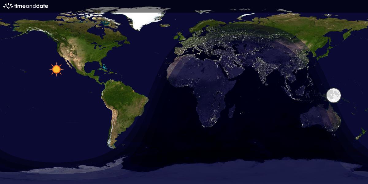 Verdenskart som viser dag og natt 