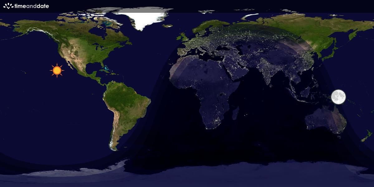 Verdenskart som viser dag og natt 