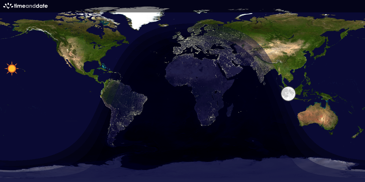 Verdenskart som viser dag og natt 
