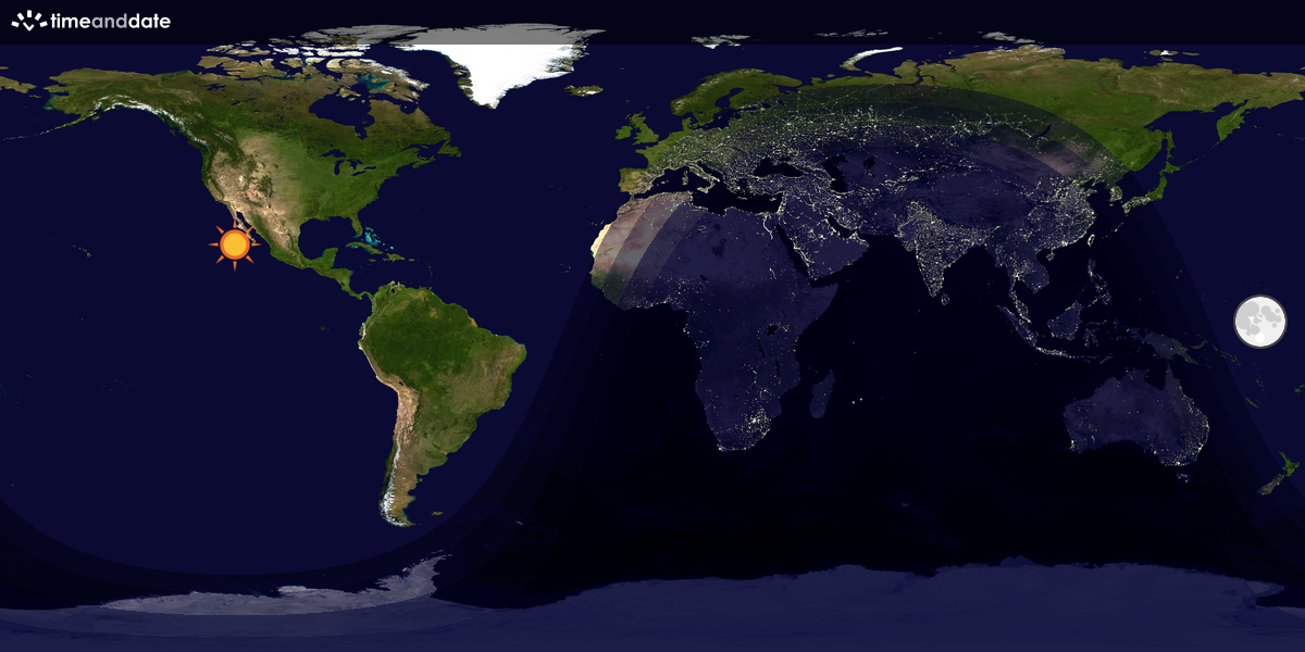 Verdenskart som viser dag og natt 