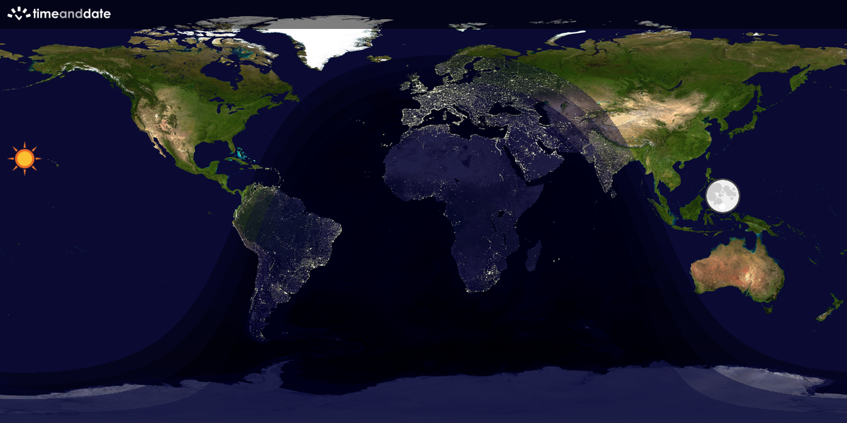 Verdenskart som viser dag og natt 