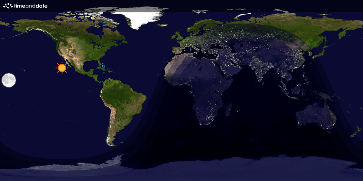 Verdenskart som viser dag og natt 
