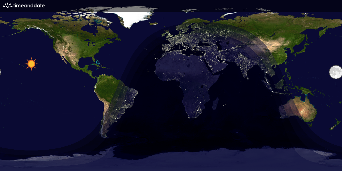 Verdenskart som viser dag og natt 