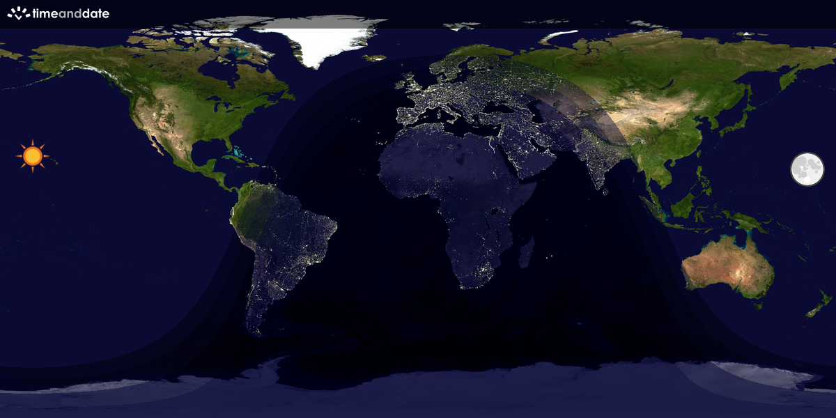 Verdenskart som viser dag og natt 