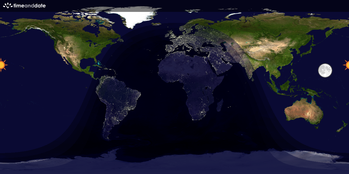 Verdenskart som viser dag og natt 