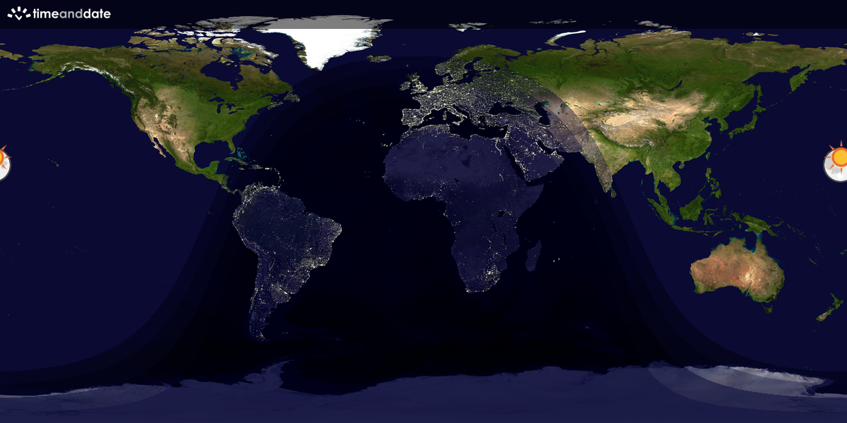 Verdenskart som viser dag og natt 