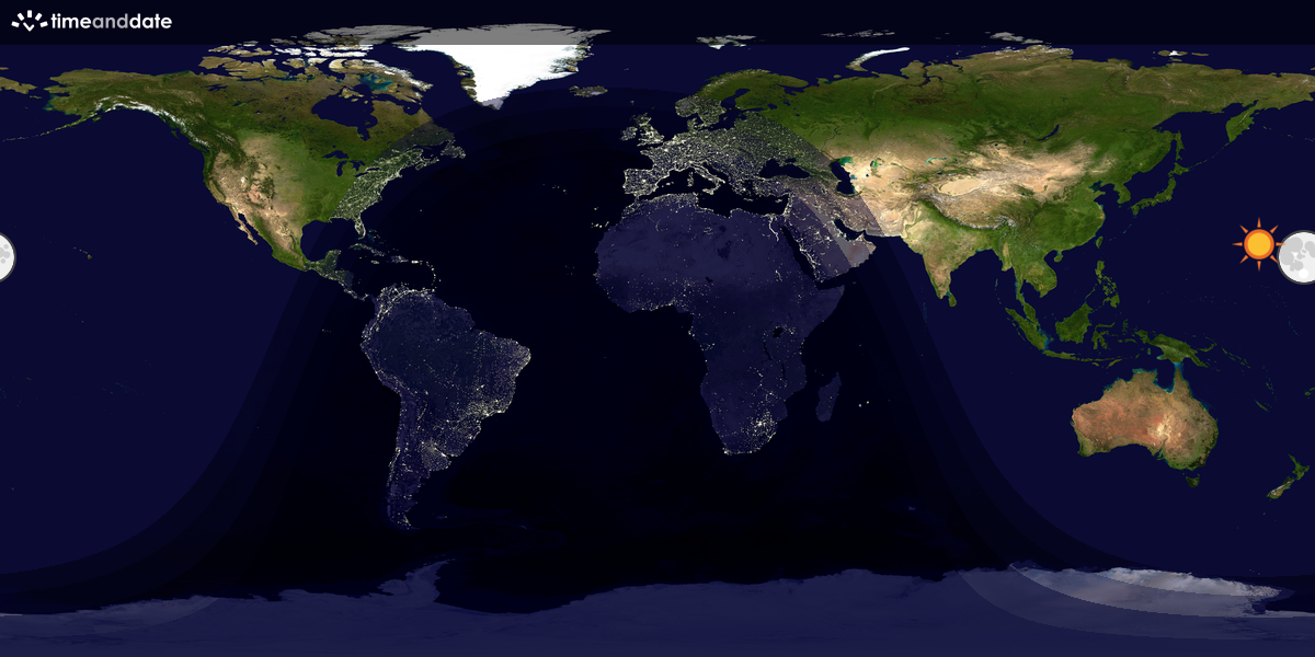 Verdenskart som viser dag og natt 
