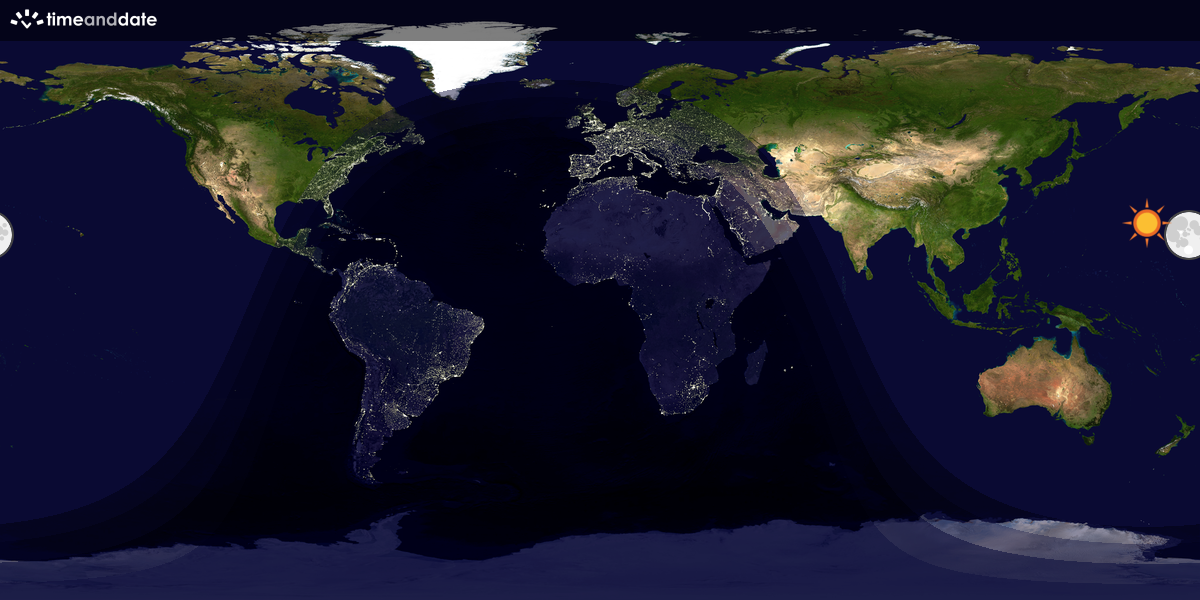 Verdenskart som viser dag og natt 