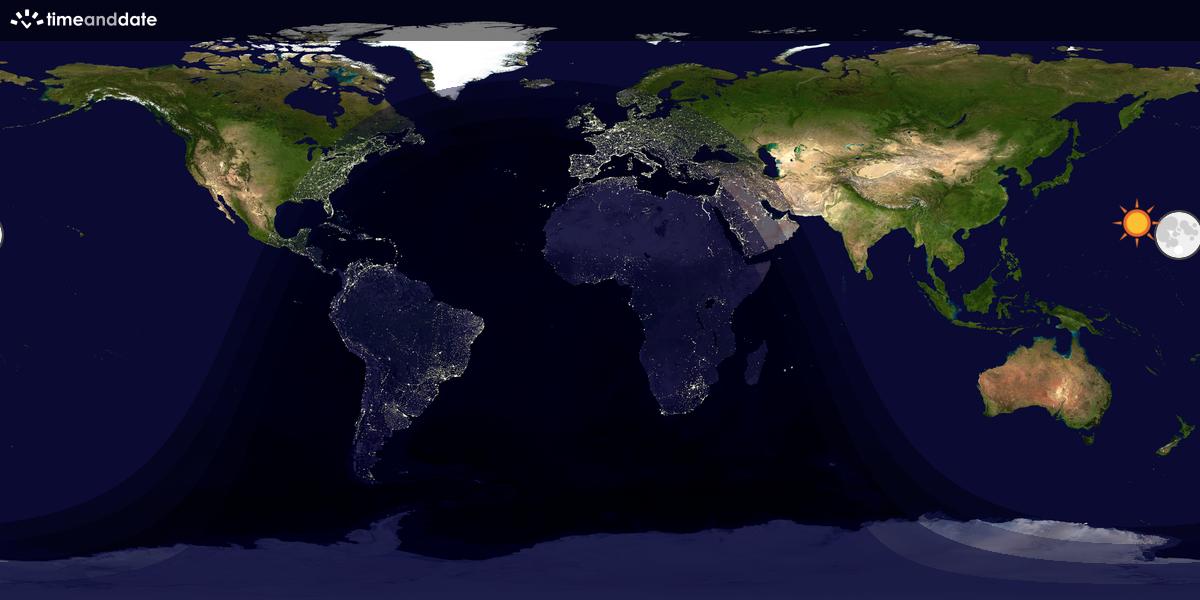 Verdenskart som viser dag og natt 