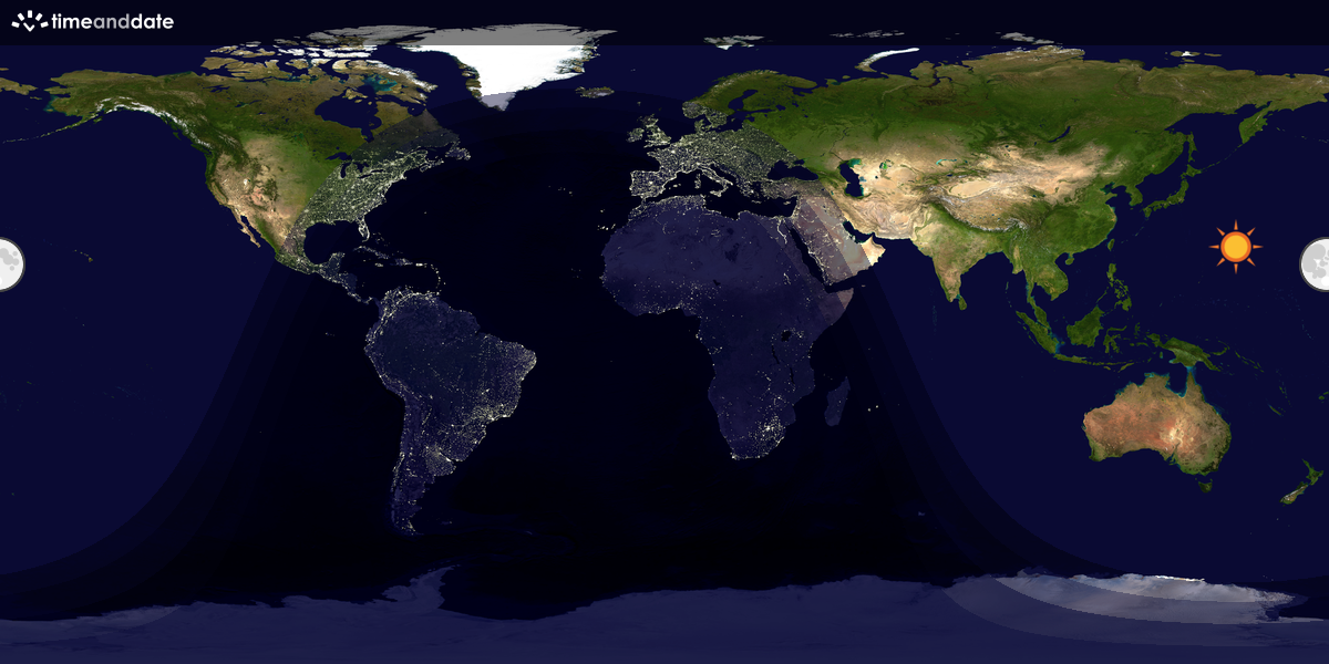 Verdenskart som viser dag og natt 