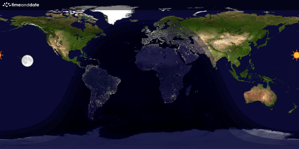 Verdenskart som viser dag og natt 